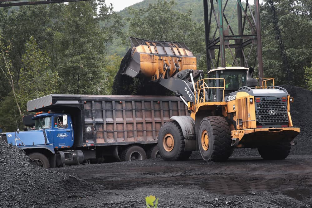 A truck is loaded with coal at a mine on Aug. 26, 2019 near Cumberland, Kentucky. (Scott Olson/Getty Images)