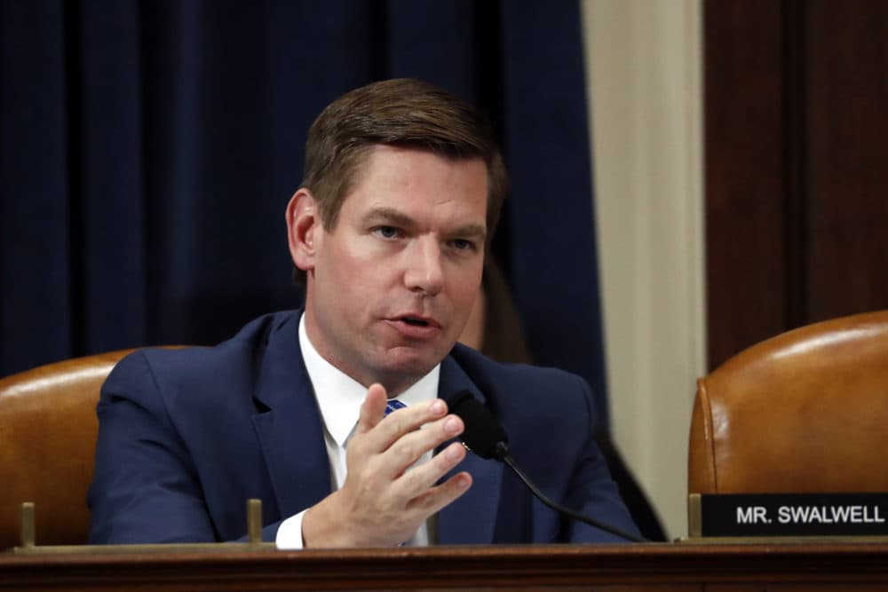 U.S. Rep. Eric Swalwell (D-CA) questions Ambassador Kurt Volker, former special envoy to Ukraine, and Tim Morrison, a former official at the National Security Council, as they testify before the House Intelligence Committee on Capitol Hill. (Jacquelyn Martin - Pool/Getty Images)