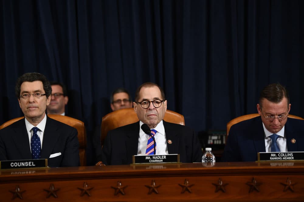 House Judiciary Chairman Jerrold Nadler (center), D-N.Y., speaks during a House Judiciary Committee hearing on the impeachment of President Trump on Capitol Hill in Washington, Dec. 4, 2019. (Brendan Smialowski/AFP via Getty Images)