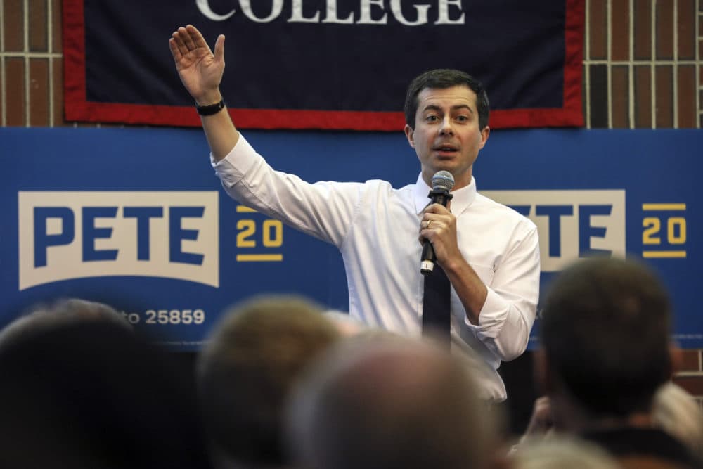 Democratic presidential candidate South Bend, Ind., Mayor Pete Buttigieg speaks during a campaign event on Dec. 5 at New England College in Henniker, N.H. (Cheryl Senter/AP)