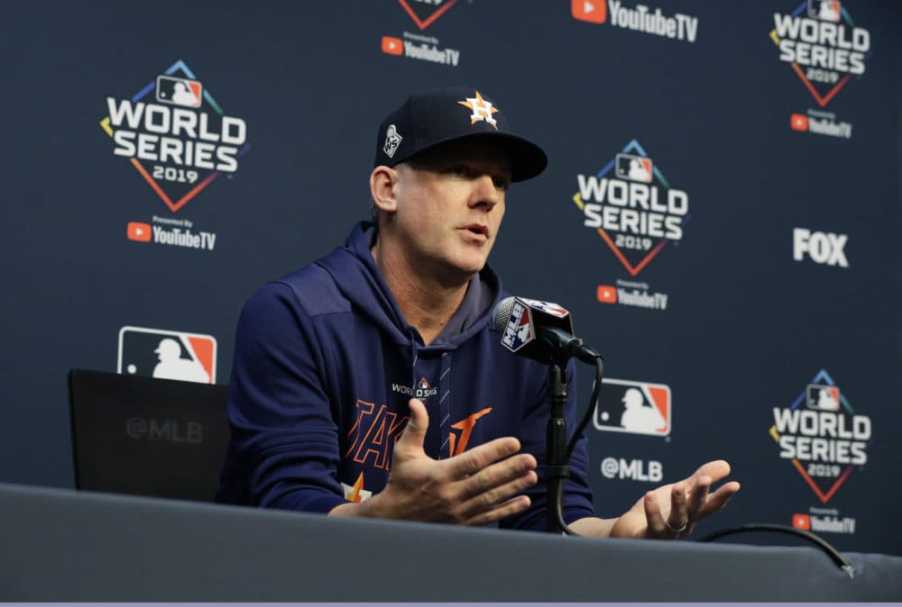 Houston Astros manager AJ Hinch was among those suspended and fired as a result of the sign stealing scandal. (Eric Gay/AP)