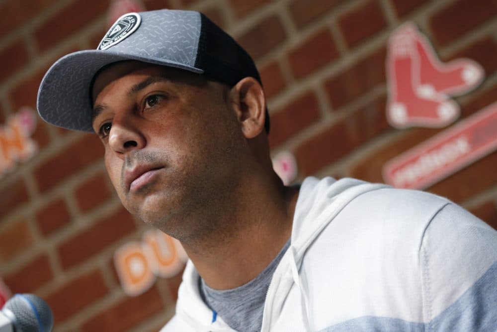 Boston Red Sox manager Alex Cora speaks during a news conference at Fenway Park in Boston, Sept. 30, 2019. (Michael Dwyer/AP)