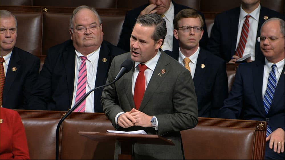 Rep. Michael Waltz, R-Fla., speaks as the House of Representatives debates the articles of impeachment against President Donald Trump at the Capitol in Washington, Wednesday, Dec. 18, 2019. (House Television via AP)