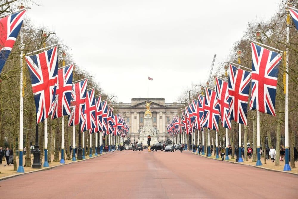 Union flags line the Mall leading to Buckingham Palace in central London on January 31, 2020 on the day that the UK formally leaves the European Union.(Glyn Kirk/AFP/Getty Images)
