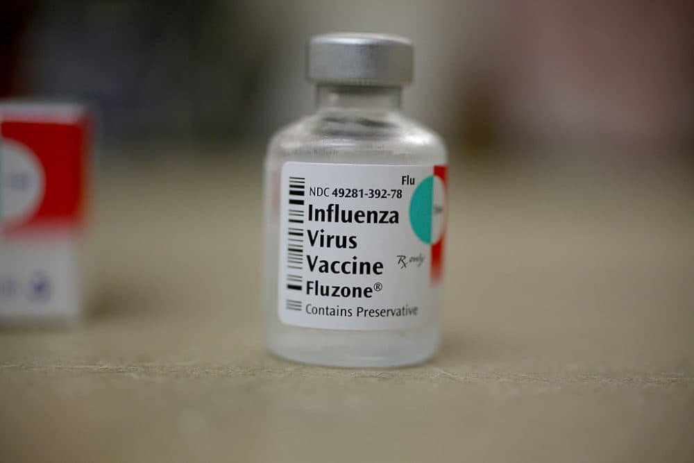 A bottle of influenza vaccine is seen in the MinuteClinic at the CVS/pharmacy in Fort Lauderdale, Florida. (Joe Raedle/Getty Images)