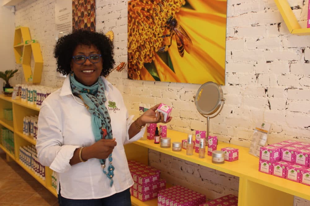 Ivy Lawson in her store, Ivyees &quot;Everything Honey.&quot; (Paris Alston/WBUR)