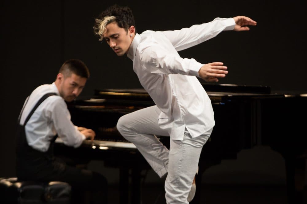 Composer and pianist Conrad Tao with dancer Caleb Teicher. (Courtesy Em Watson)