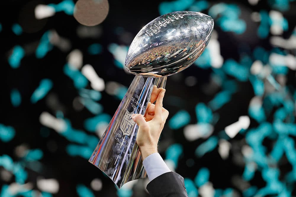 A view of the Vince Lombardi trophy after the Philadelphia Eagles 41-33 victory over the New England Patriots in Super Bowl LII at U.S. Bank Stadium on February 4, 2018 in Minneapolis, Minnesota. (Kevin C. Cox/Getty Images)