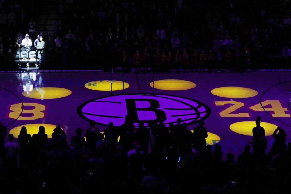 The Brooklyn Nets and Detroit Pistons paid tribute to Kobe Byant before a game on Wednesday, Jan. 29, 2020 in New York. (Kathy Willens/AP)