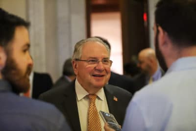 House Speaker Robert DeLeo told reporters Wednesday that a bill the House plans to vote on is not meant to reopen a debate surrounding cannabis sales but clarify the powers of the Cannabis Control Commission. (Chris Van Buskirk/SHNS)