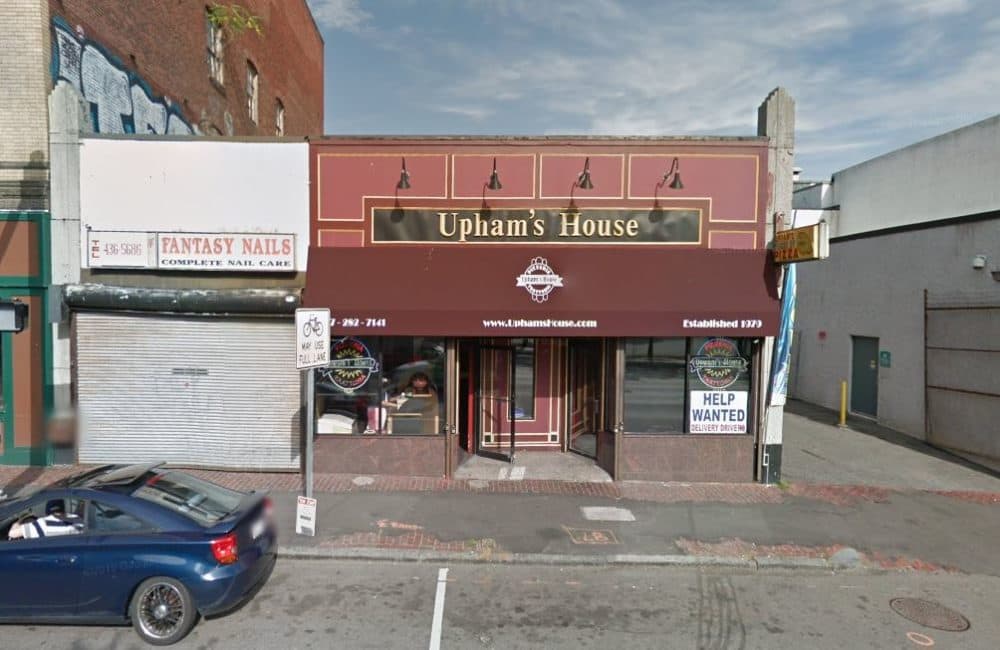 Police say a man was shot and killed in the area of 566 Columbia Road in Dorchester. The address belongs Upham's House of Pizza. (Screenshot via Google Maps)