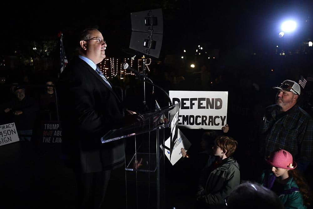 Walter Shaub speaks at a Nobody Is Above the Law rally protesting President Trump's interference in the Mueller investigation on November 08, 2018 in Washington, DC. (Larry French/Getty Images for MoveOn)