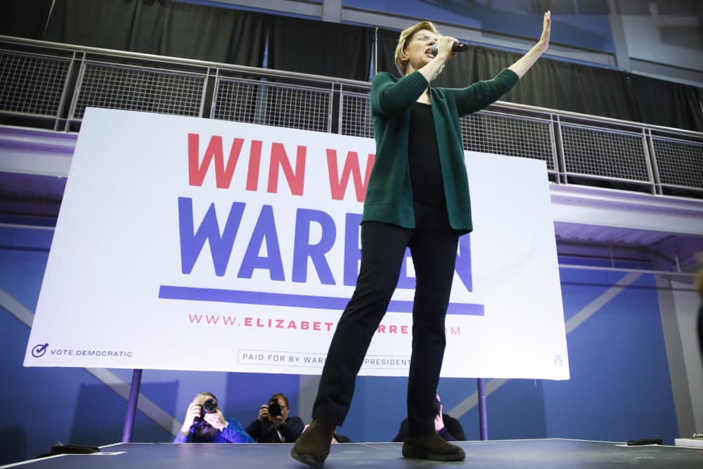 Elizabeth Warren speaks to volunteers during a campaign event Saturday in Manchester, N.H. (Matt Rourke/AP)