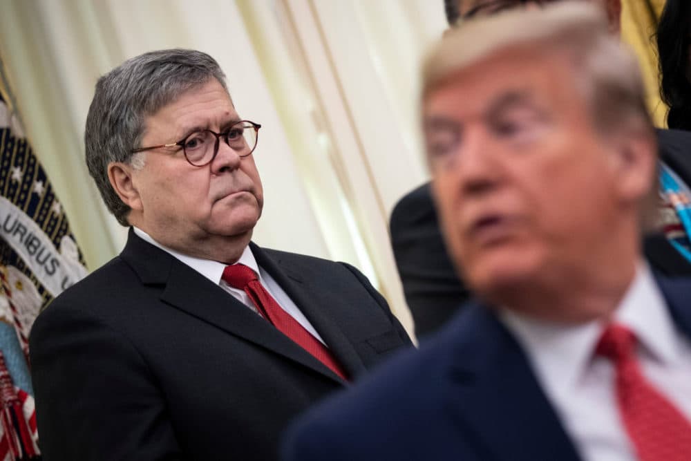 U.S. Attorney General William Barr and President Trump. (Drew Angerer/Getty Images)