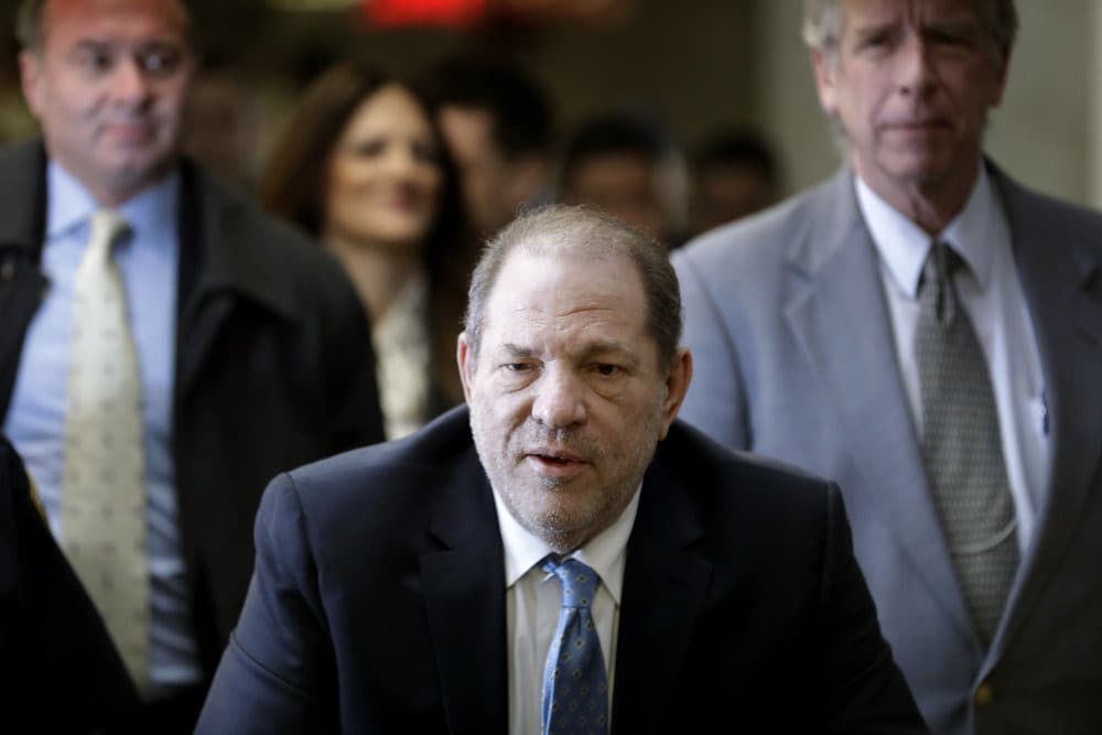 Harvey Weinstein arrives at a Manhattan courthouse as jury deliberations continue in his rape trial, Monday, Feb. 24, 2020, in New York. (Seth Wenig/AP Photo)