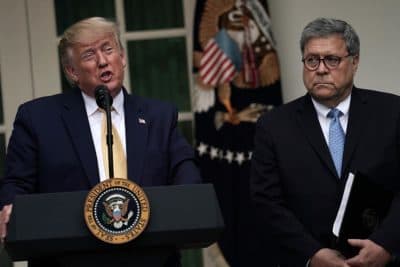 U.S. President Donald Trump makes a statement on the census with Attorney General William Barr in the Rose Garden of the White House on July 11, 2019 in Washington, DC. (Alex Wong/Getty Images)