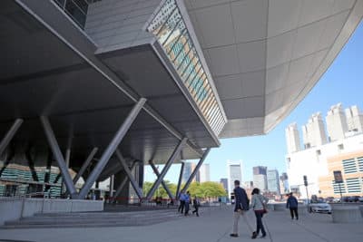 The entrance to the Boston Convention & Exhibition Center in the Seaport. (Adrian Ma/WBUR)