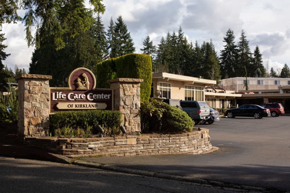The entrance to Life Care Center of Kirkland. (David Ryder/Getty Images)