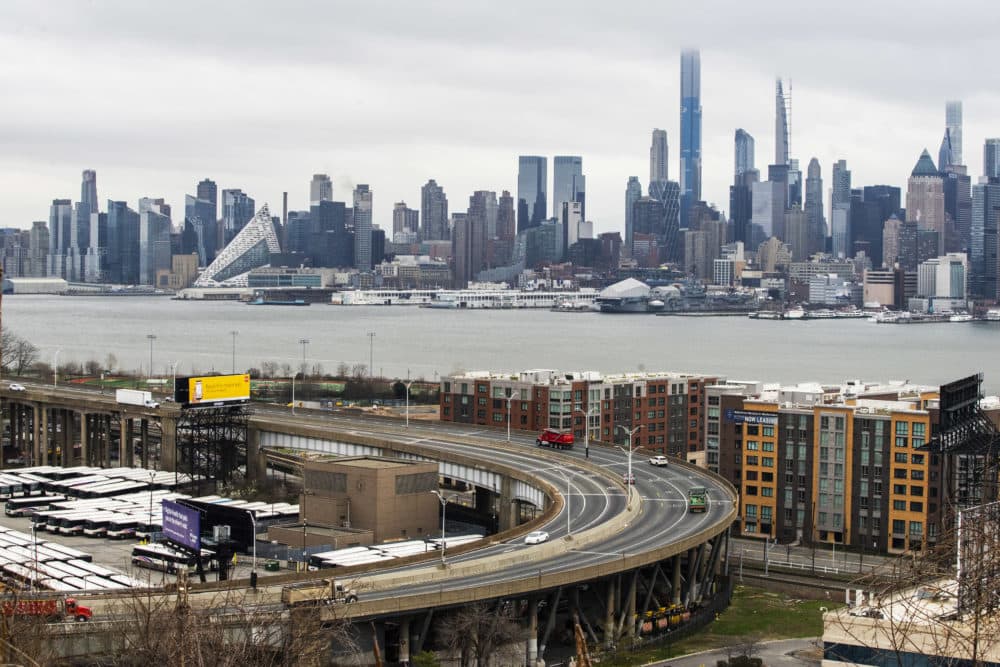 The skyline of New York City is seen as people commute between New Jersey and New York on March 25, 2020 in Weehawkeen, New Jersey. (Eduardo Munoz Alvarez/Getty Images)