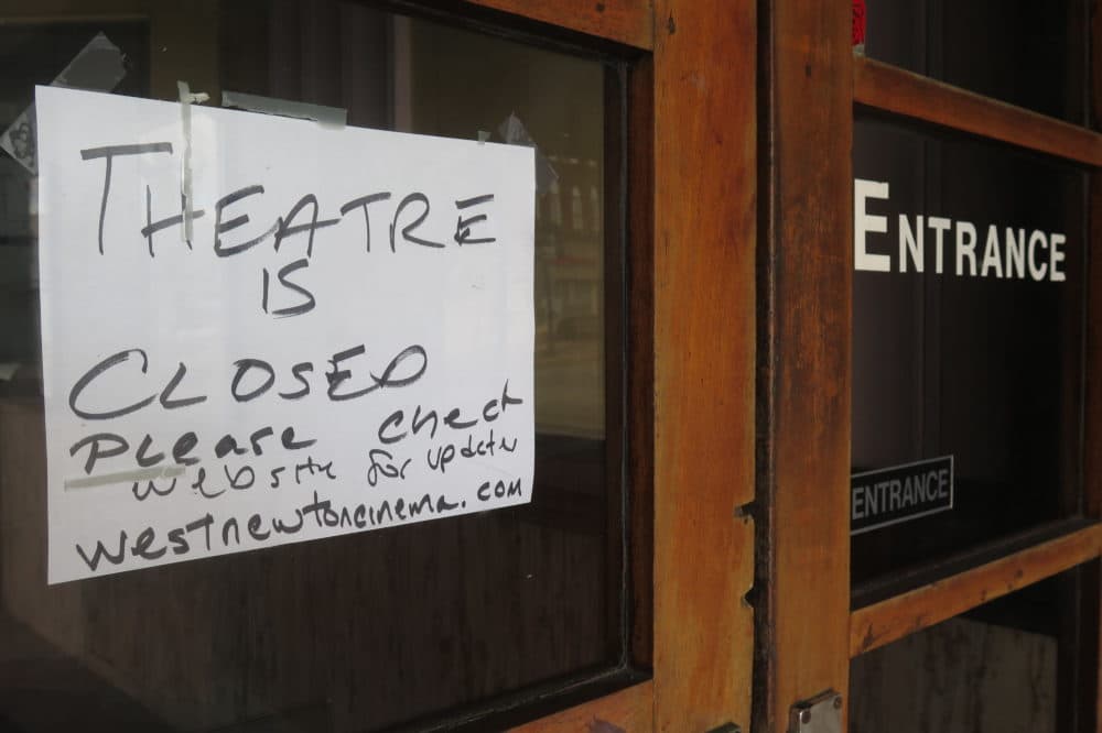 West Newton Cinema closed its doors as a precaution against the coronavirus outbreak on March 15. (Andrea Shea/WBUR)