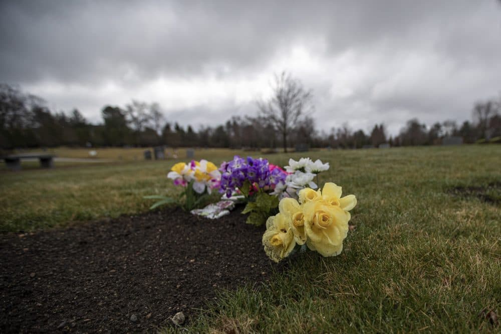 A grave site at the Beit Olam Cemetary in Wayland. (Jesse Costa/WBUR)