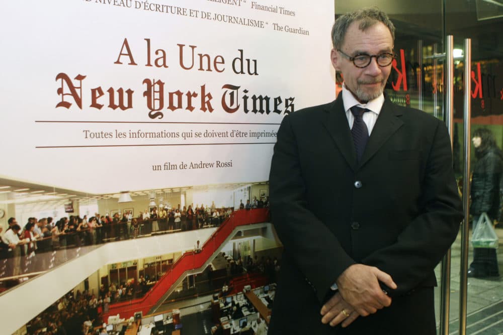 New York Times journalist David Carr poses for a photograph as he arrives for the French premiere of the documentary &quot;Page One: A Year Inside The New York Times,&quot; in Paris, Monday, Nov. 21, 2011. (Michel Euler/AP)