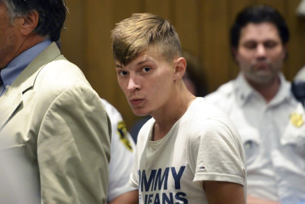 In this June 24, 2019, file photo, Volodymyr Zhukovskyy, of West Springfield, Mass., stands during his arraignment in district court in Springfield, Mass. (Don Treeger/The Republican via AP Pool, File)