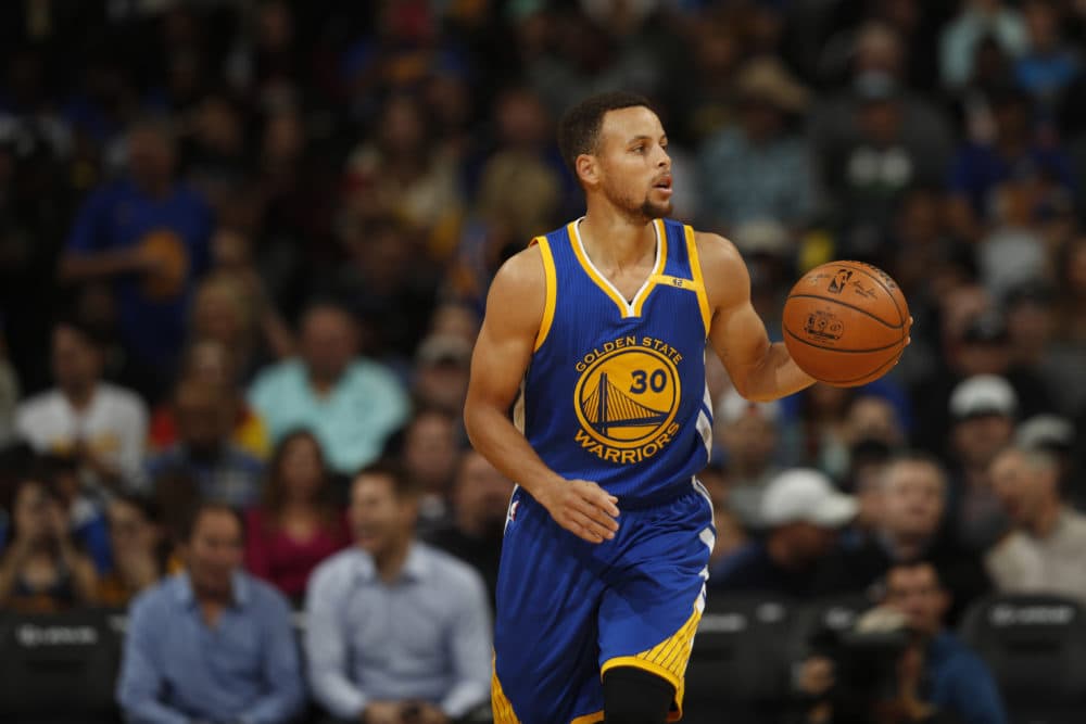 Golden State Warriors guard Stephen Curry is working from home these days. (David Zalubowski/AP)