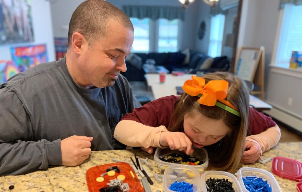 Moriah Winchell and her father Jason at play in their West Bridgewater home. (Courtesy Melissa Winchell)