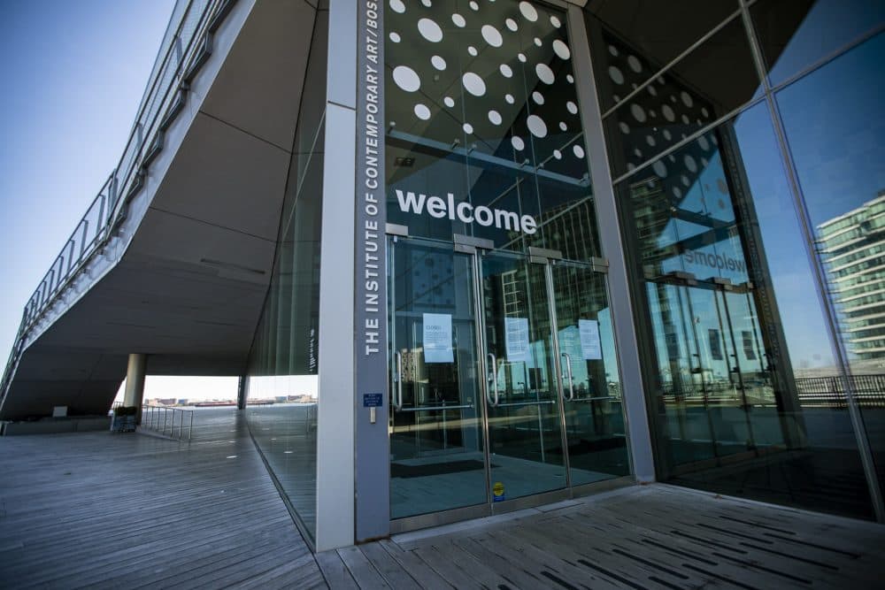 The front doors of the Institute of Contemporary Art in the Seaport. (Jesse Costa/WBUR)