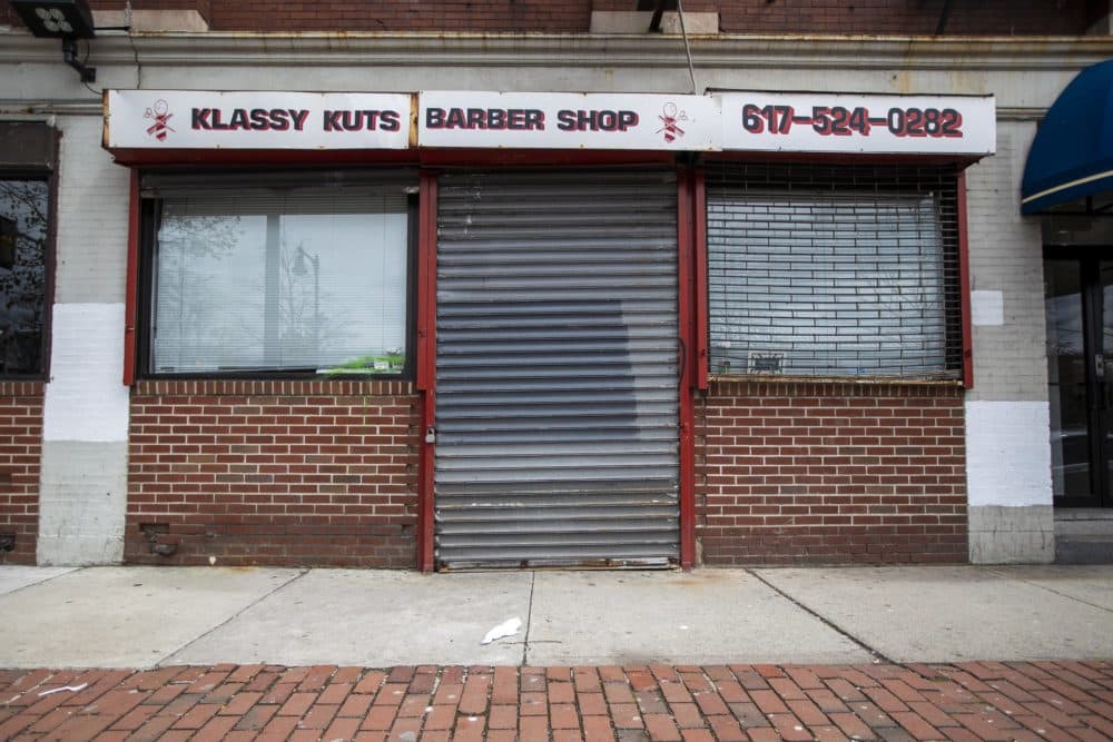 Klassy Kuts Barber Shop in Forest Hills. (Jesse Costa/WBUR)