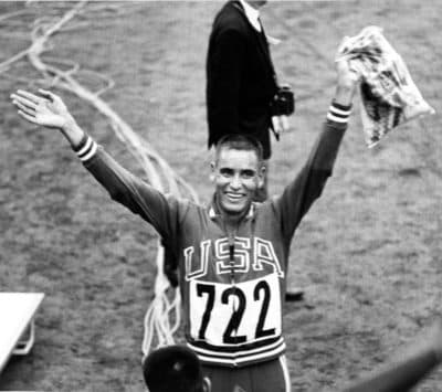 USA's Billy Mills, winner of the 10,000-meter Olympic race at Tokyo's National Stadium, Oct. 14, 1964. (AP)
