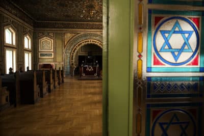 In this Thursday, April 9, 2020 photo a synagogue in Sarajevo, Bosnia, is deserted as worshipers stay away due to the national lockdown to limit the spread of the coronavirus. (Kemal Softic/AP)