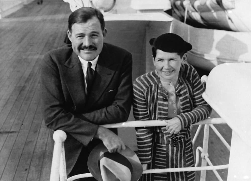 Author Ernest Hemingway and Pauline Pfeiffer are shown as they arrived in New York aboard the liner Paris, April 3, 1934. They are returning after a three-month vacation in eastern Africa hunting lions. (AP Photo)