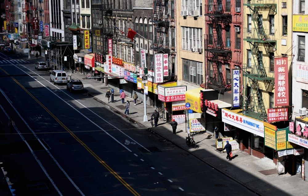 A nearly empty street is seen in Chinatown on March 24, 2020 in New York City. (Angela Weiss/AFP/Getty Images)