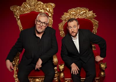 British comedians Greg Davies (left) and Alex Horne (right) host the TV show &quot;Taskmaster.&quot; (Courtesy Avalon Entertainment)