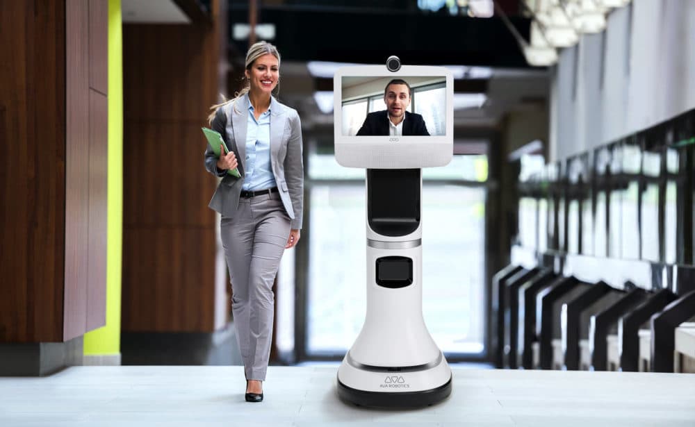 Cambridge-based Ava Robotics makes a telepresence robot that the company says can promote physical distancing. (Courtesy Ava Robotics)