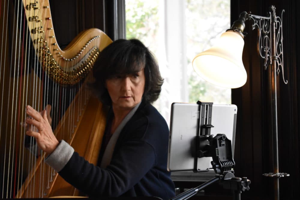 Judith Kogan has been teaching harp lessons remotely during the pandemic. (Courtesy Aaron Wolff)