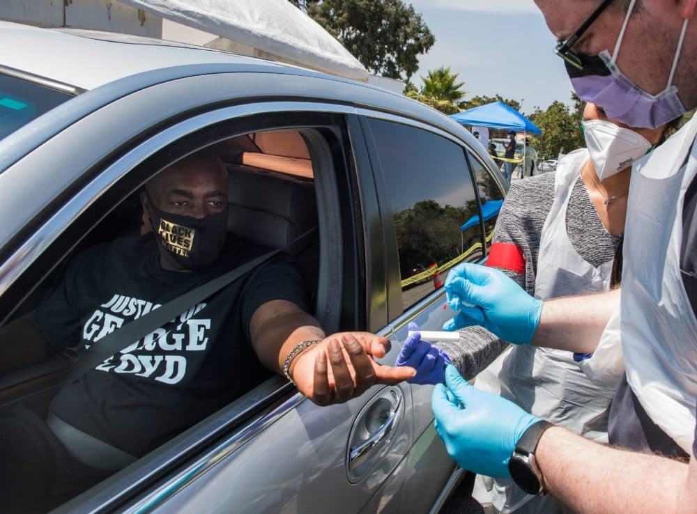 Medical staff provide free COVID-19 virus antibody testing in observance of Juneteenth at the Faith Central Bible Church, in the predominately Black city of Inglewood, California, on June 19, 2020. (Mark Ralston/AFP/Getty Images)