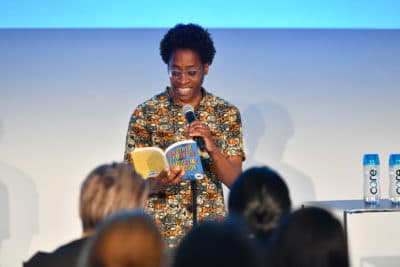Jacqueline Woodson does a reading on stage during the 2017 Vulture Festival at Milk Studios on May 21, 2017 in New York City. (Dia Dipasupil/Getty Images for Vulture Festival)
