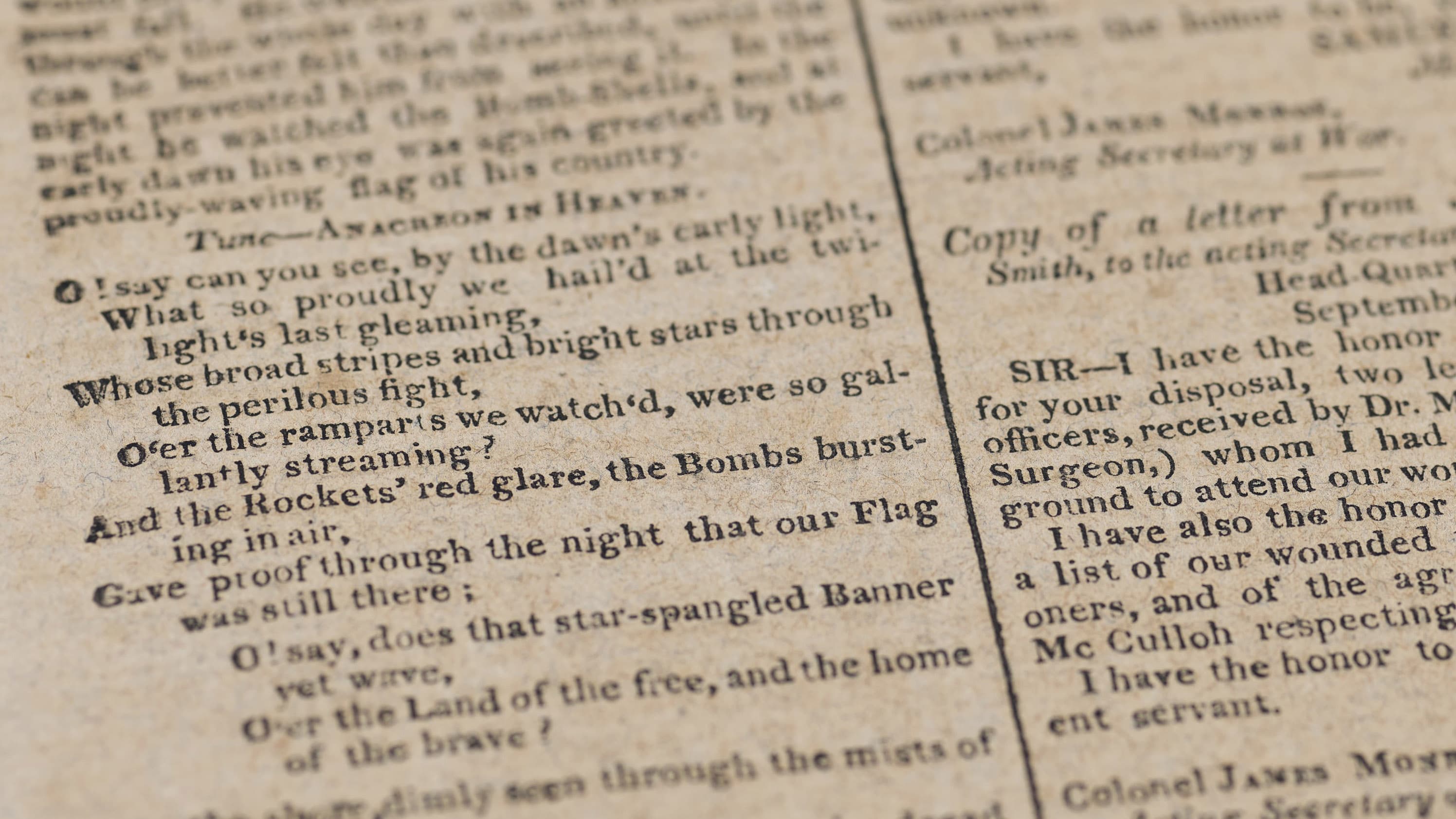 The first printing of &quot;The Star-Spangled Banner&quot; by Francis Scott Key appeared in 1814. The the American Antiquarian Society is selling one of its two copies. (Courtesy Christie's)