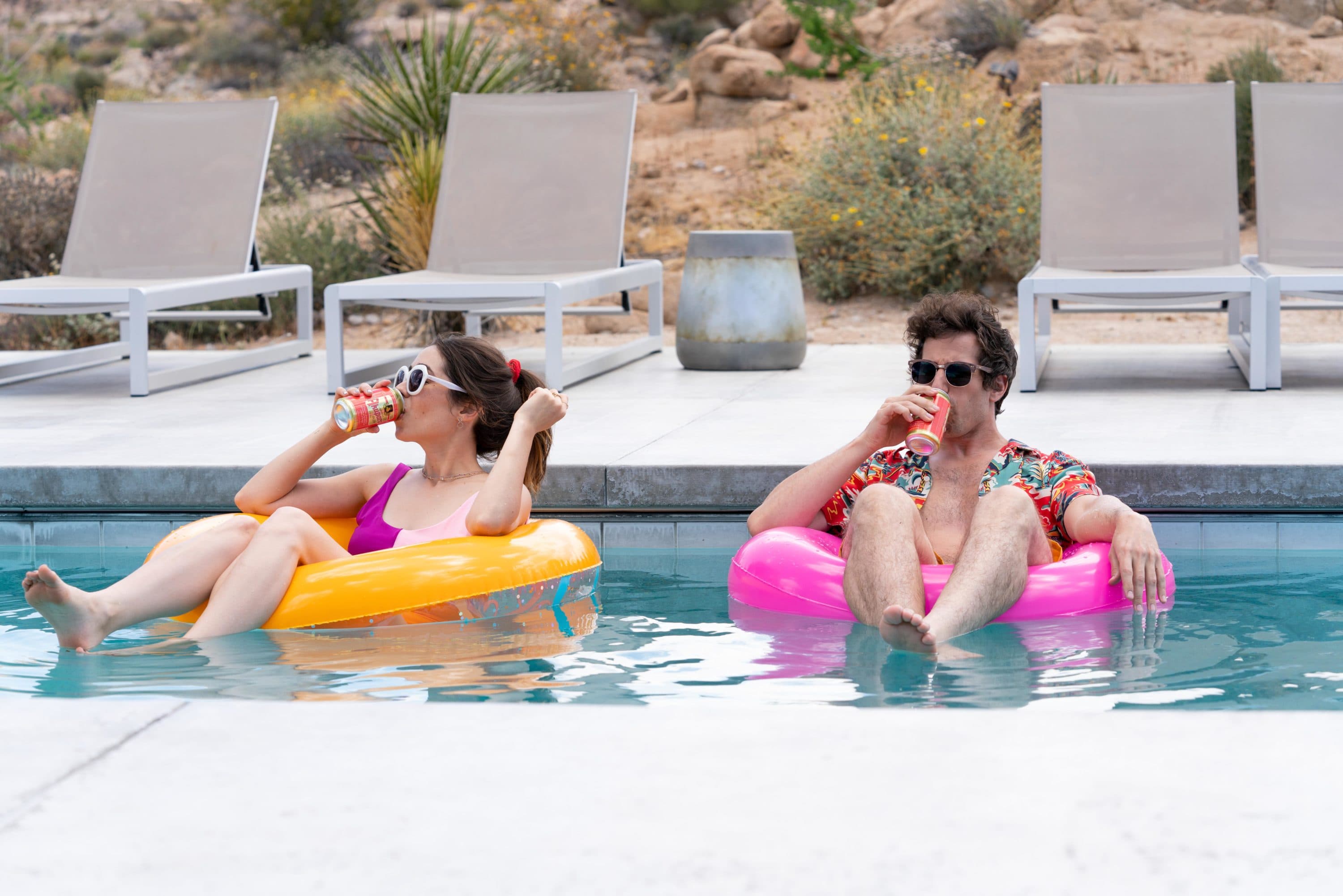 Cristin Milioti and Andy Samberg star in &quot;Palm Springs.&quot; (Courtesy Hulu)