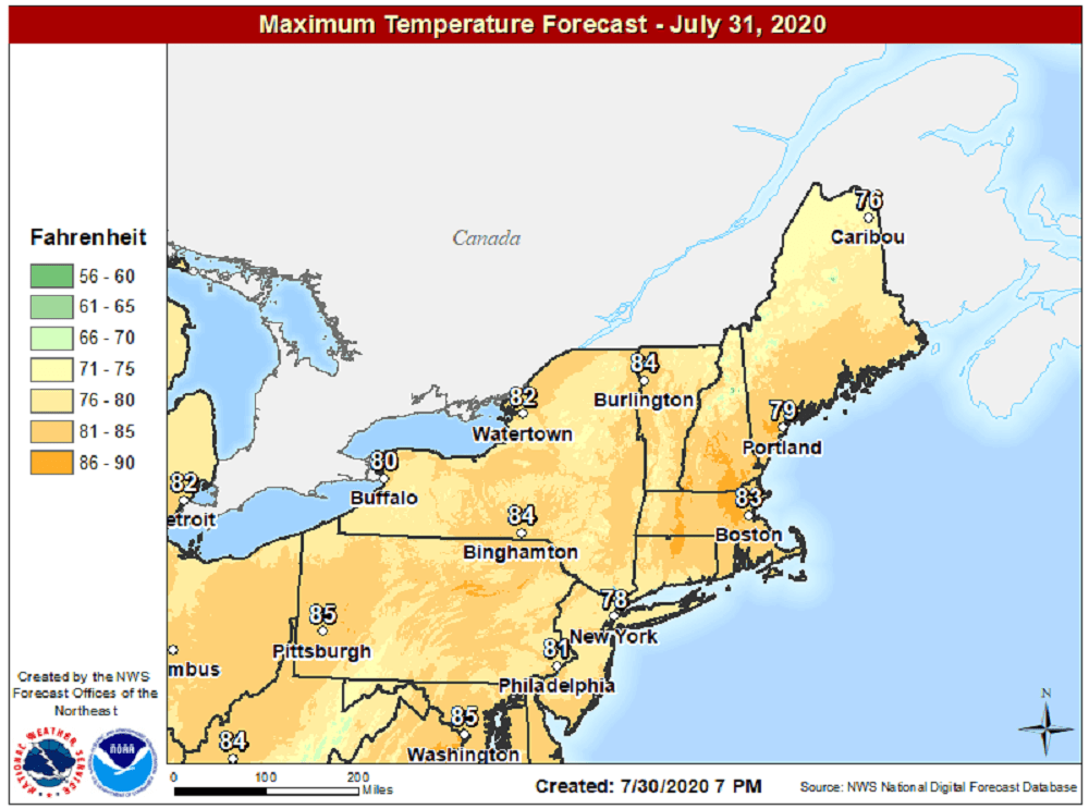It will be another warm day today with dry conditions and above average temperatures. (Courtesy NOAA)