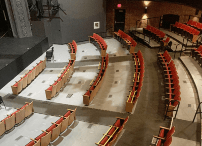 Rows of seats have been removed from the theater to allow for social distancing at Barrington Stage Company. (Courtesy)