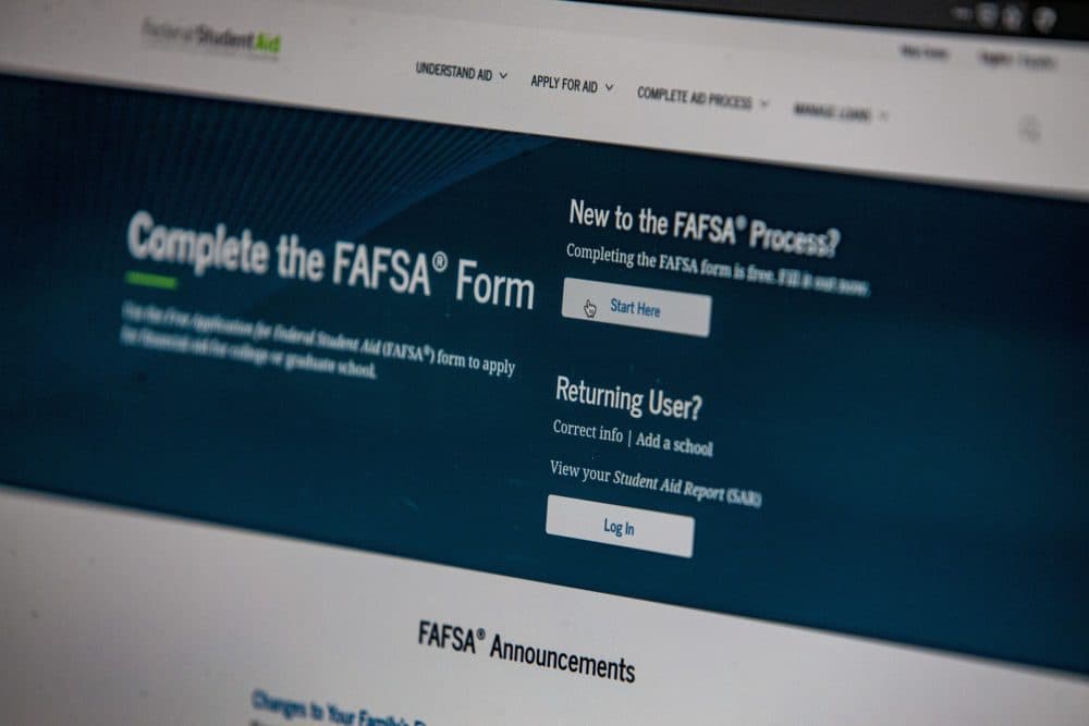The FAFSA application appears on the studentaid.gov website. (Jesse Costa/WBUR)