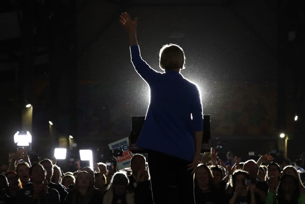 In this March 3, 2020 photo, Sen. Elizabeth Warren, D-Mass., speaks during a primary election night rally at Eastern Market in Detroit. Presumptive Democratic presidential nominee Joe Biden has already narrowed the field by saying he will pick a woman. In addition to Sen. Kamala Harris and Michigan Gov. Gretchen Whitmer, other names that have been part of the speculation are Warren and former Georgia House Democratic Leader Stacey Abrams. (Patrick Semansky/AP)