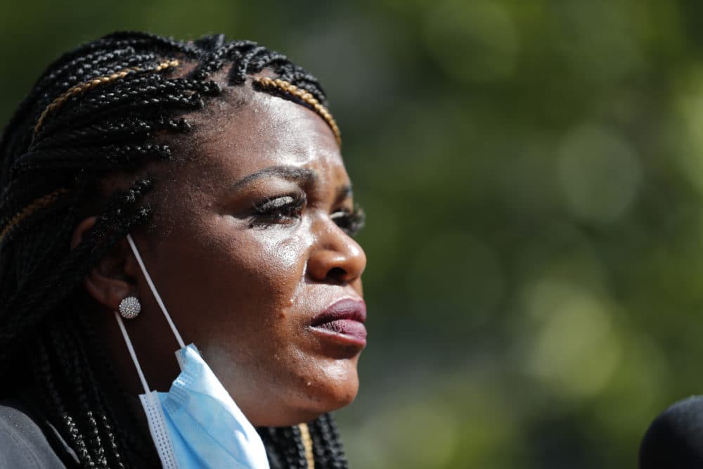Activist Cori Bush speaks during a news conference Wednesday, Aug. 5, 2020, in St. Louis. Bush pulled a political upset on Tuesday, beating incumbent Rep. William Lacy Clay in Missouri's 1st District Democratic primary. (Jeff Roberson/AP)