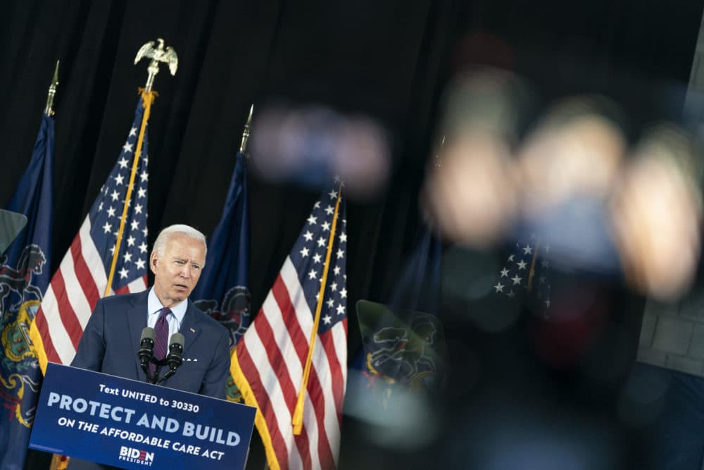 Democratic presidential candidate former Vice President Joe Biden speaks during an event about affordable healthcare at the Lancaster Recreation Center on June 25, 2020 in Lancaster, Pennsylvania. Biden met with families who have benefited from the Affordable Care Act and made remarks on his plan for affordable healthcare. (Joshua Roberts/Getty Images)