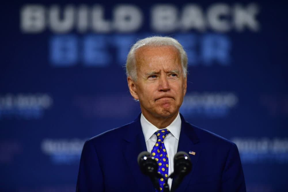 Joe Biden delivers a speech at the William Hicks Anderson Community Center, on July 28, 2020 in Wilmington, Delaware. (Mark Makela/Getty Images)