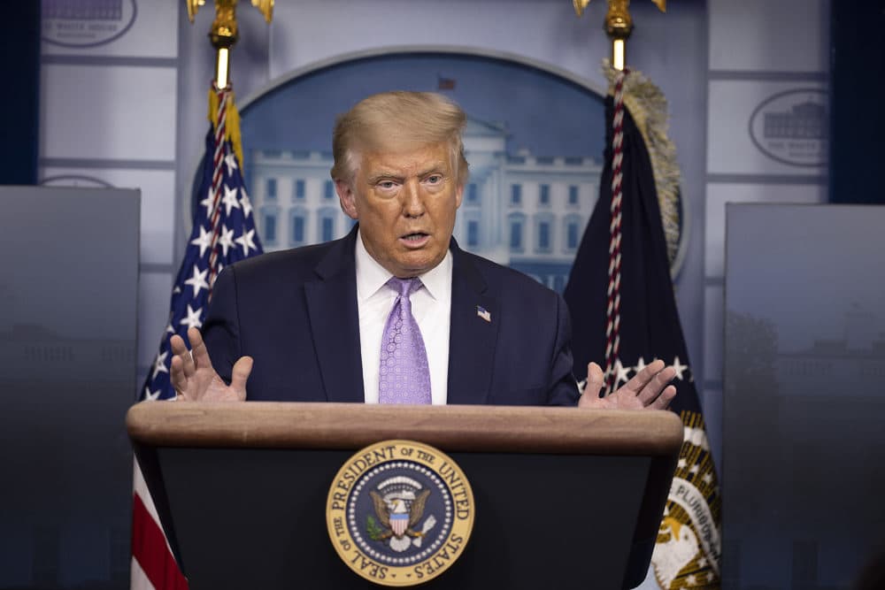 President Donald Trump speaks during a briefing at the White House August 13, 2020 in Washington, DC. (Tasos Katopodis/Getty Images)